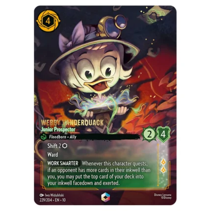 Lorcana - Whispers in the Well - Webby Vanderquack - Junior Prospector (Enchanted) - 229/204
